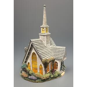 Thomas Kinkade Forest Chapel 2004 Votive Candle Holder Cottage House Village
